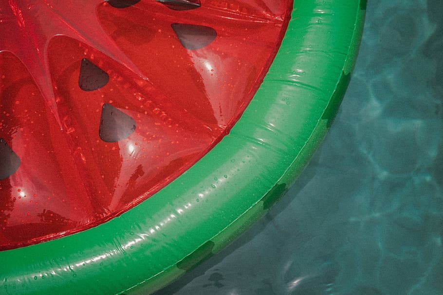 green, black, and red inflatable raft, Watermelon, Float, sport HD wallpaper