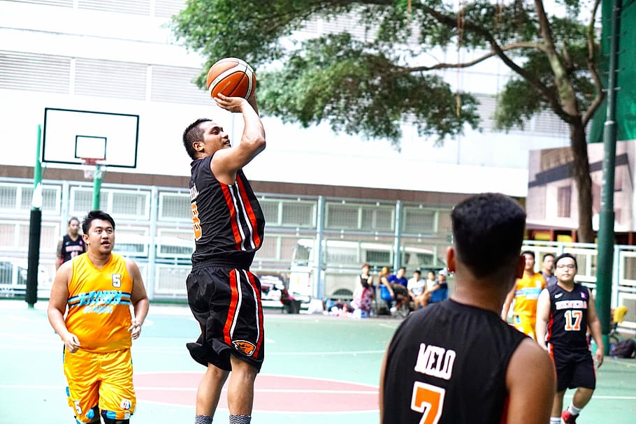 Hoop Dreams, man in black jersey shooting ball, basketball, exercise HD wallpaper