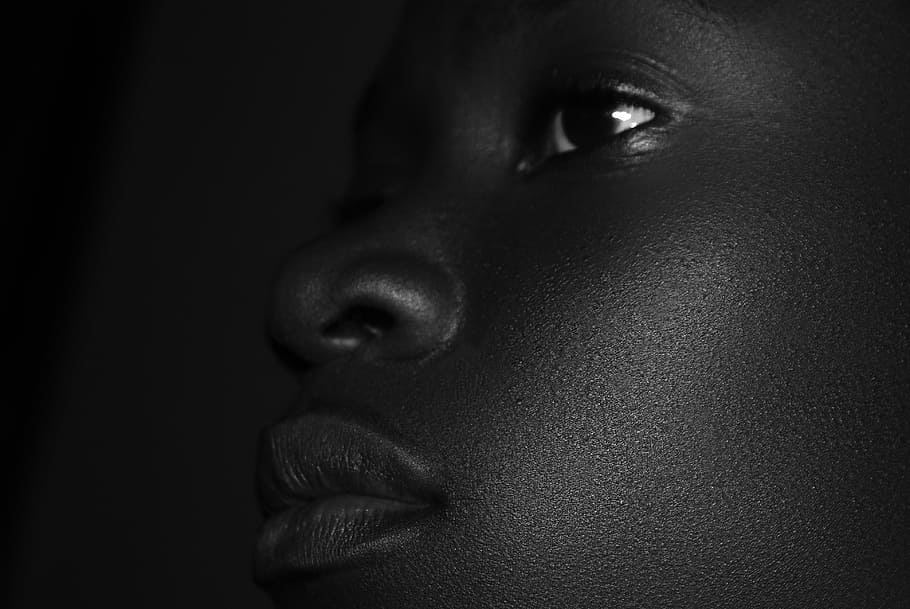 close up photo of persons face, retouch, closeup, female, black skin HD wallpaper