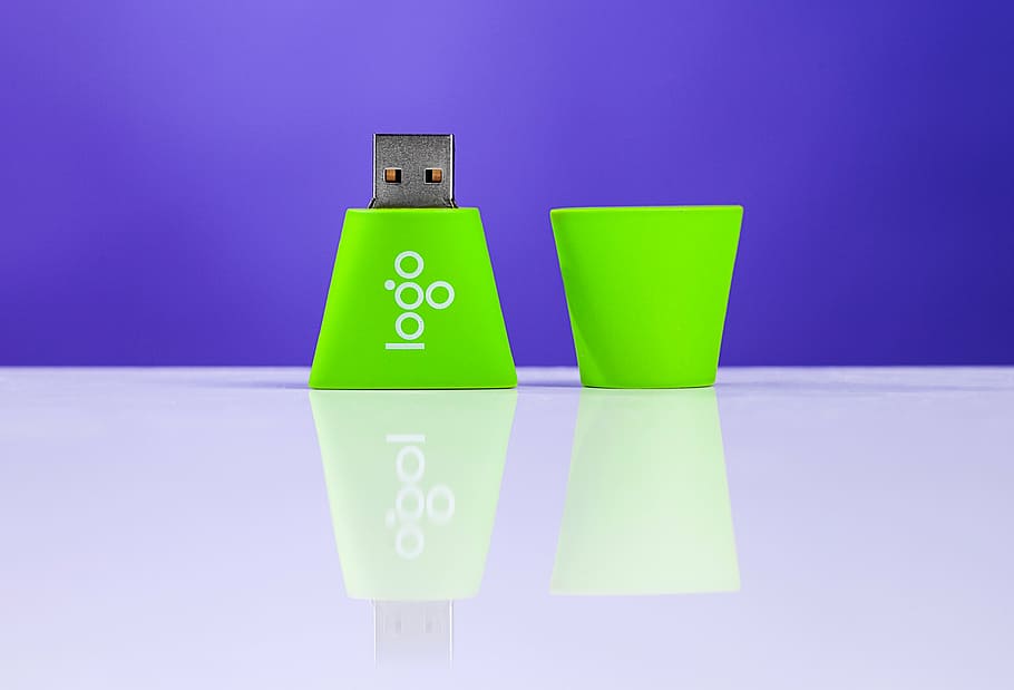 green USB flash drive, promotional products, promotional items, HD wallpaper