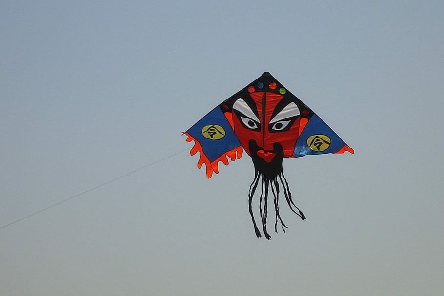Kite, Face, Flying, Toy, Fun, sky, leisure, cultures, asia HD wallpaper