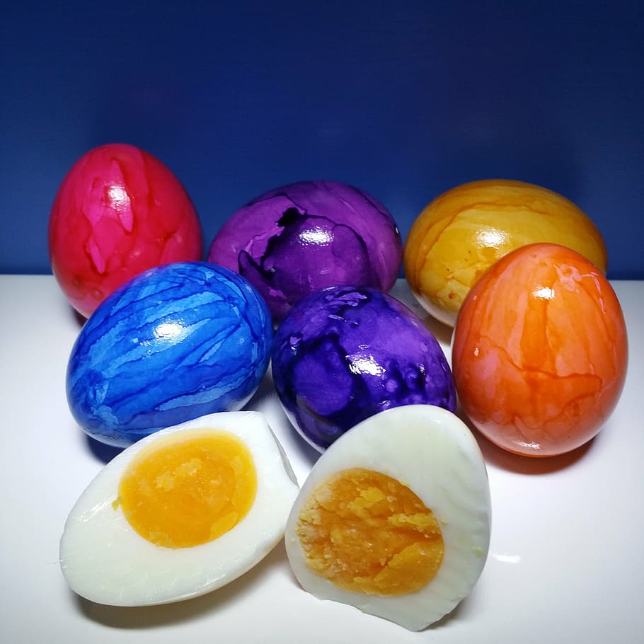 easter eggs, colorful, painted, food colorings, food and drink HD wallpaper