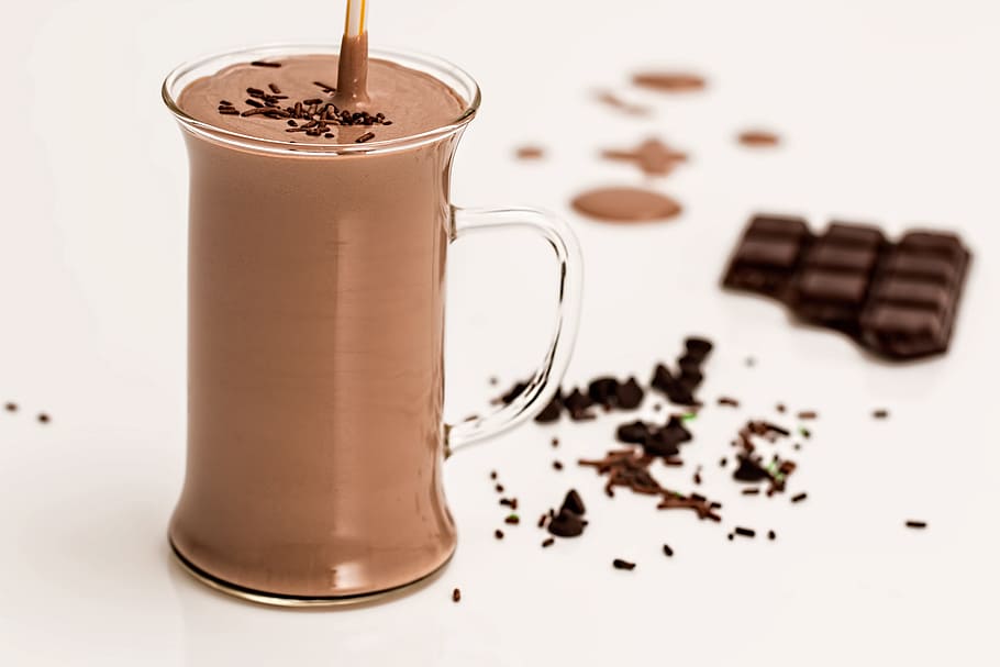mug of chocolate flavor beverage, chocolate smoothie, milkshake HD wallpaper