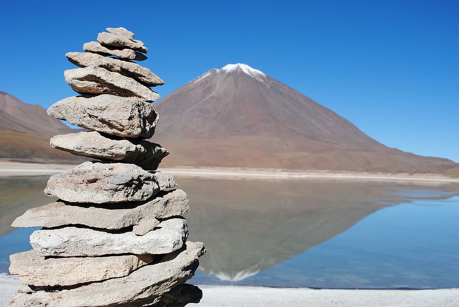 green lagoon, bolivia, altiplano, andes, travel, mountain, sky, HD wallpaper