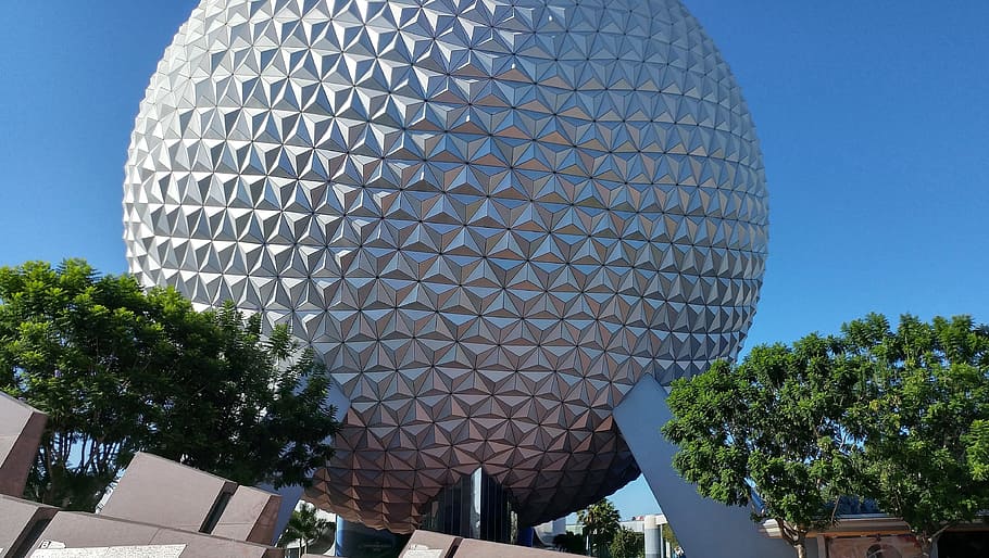 landscape photography of gray gigantic ball, Epcot, Disney World, Florida, HD wallpaper