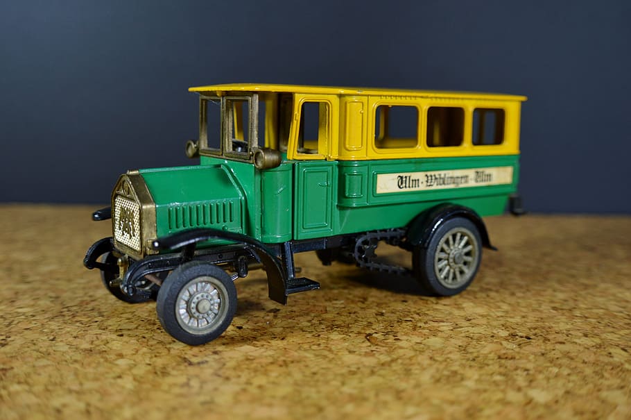 Bus, One, Auto, Model, Oldtimer, green, yellow, transportation HD wallpaper