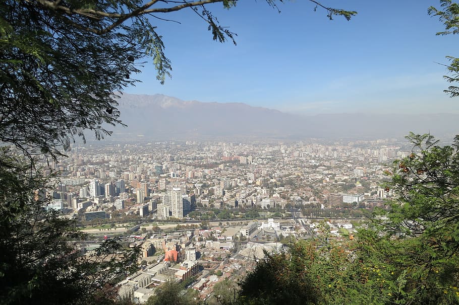 san cristã³bal hill, santiago, chile, city, view, mountains