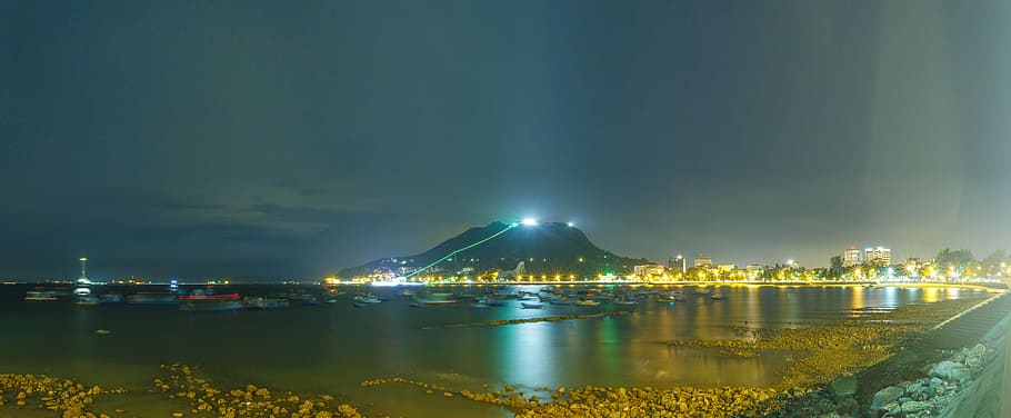 vung tau, the sea, mountain, rock, scenery, exposure, exposure night, HD wallpaper