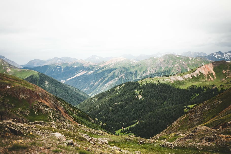 green mountain range, mountains, peaks, extensive, hilltop HD wallpaper