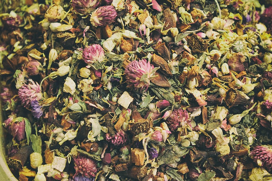 assorted flowers, tea, leaves, mixed, drink, healthy, herbal HD wallpaper