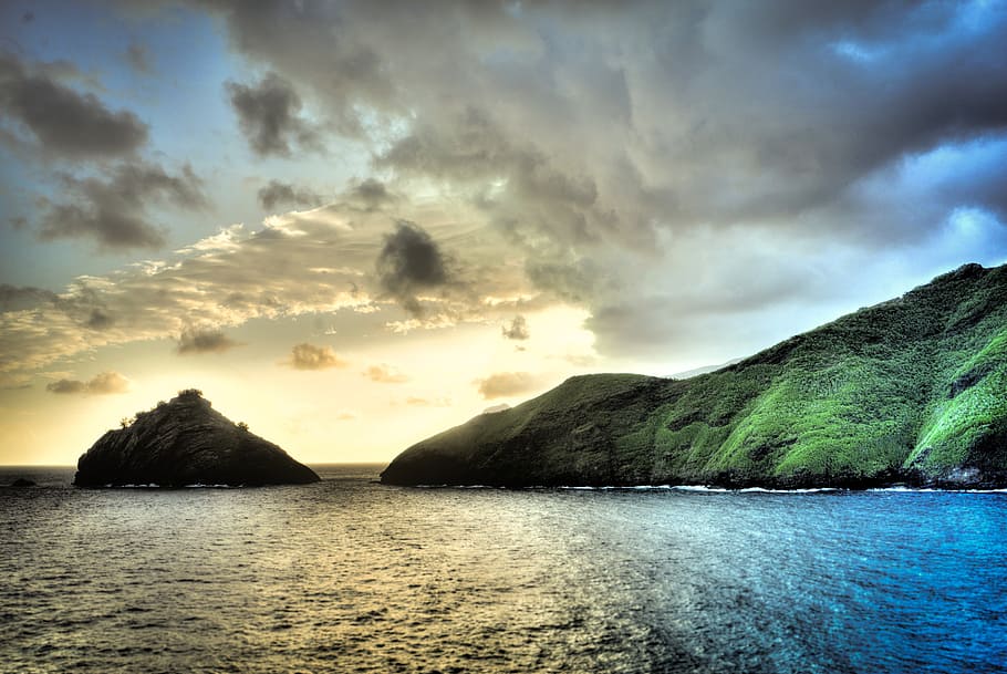 mountain near body of water, nuva hiva, marquesas islands, french polynesia, HD wallpaper