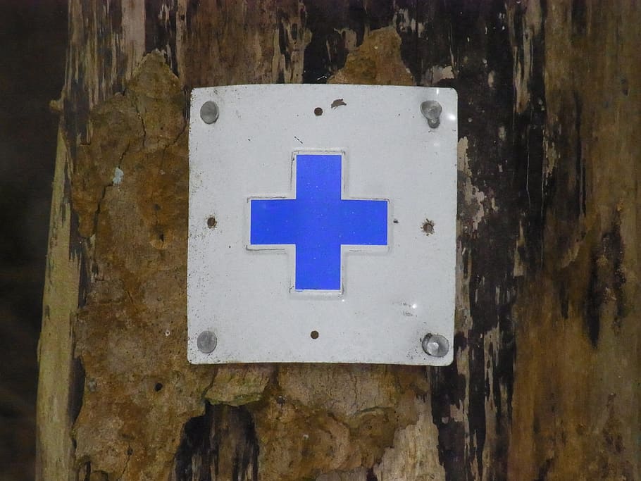 hiking, trail, indicator, cross, blue, orientation, no people HD wallpaper