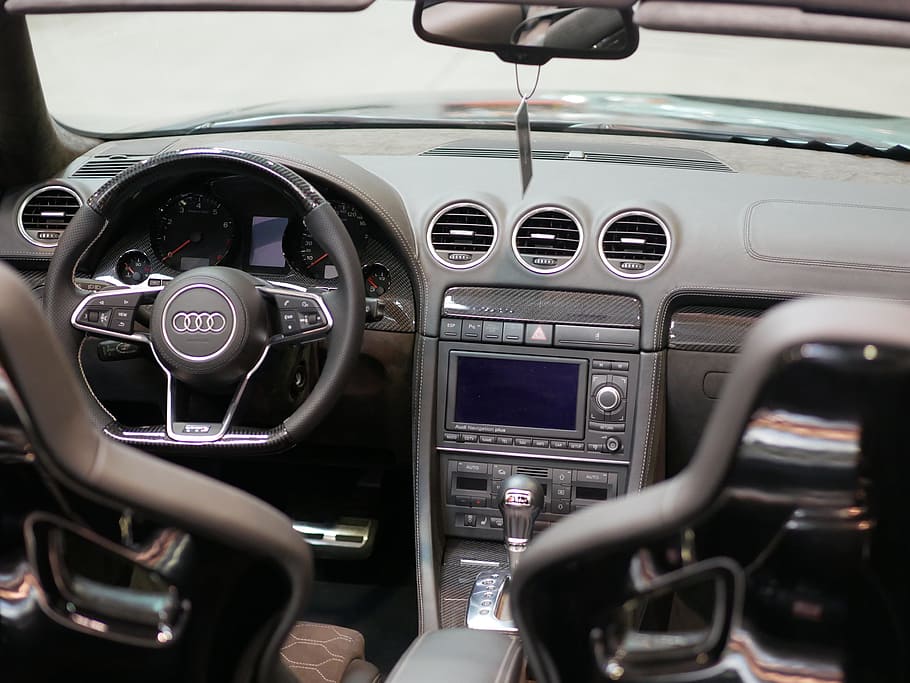 auto, the interior of the car, audi, steering wheel, automobile, HD wallpaper