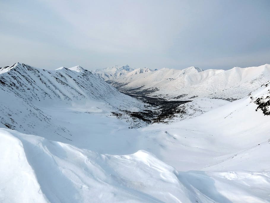 mountains, ridge, slopes, rocks, snow, stones, height, open space HD wallpaper
