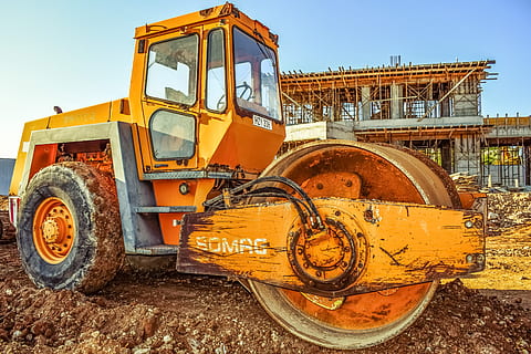 yellow road roller, Heavy, Machine, Construction, heavy machine HD wallpaper
