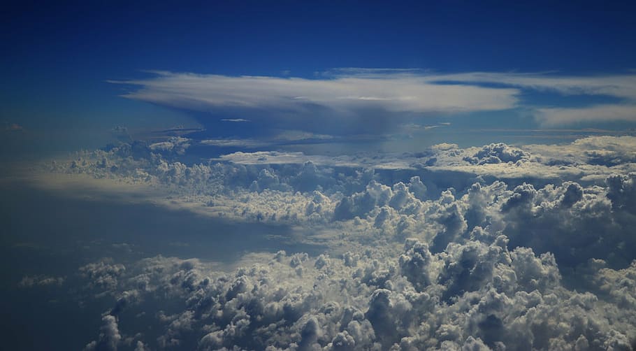 gray clouds on sky, flight, clouds form, nature, beauty in nature HD wallpaper