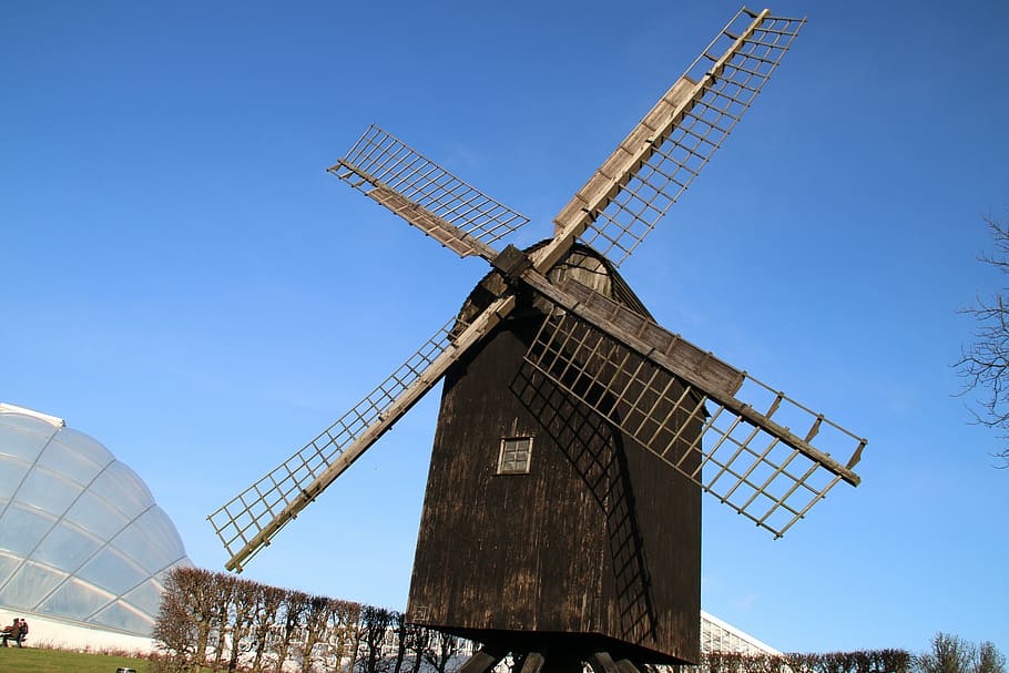 mill, wind turbine, blue, renewable energy, alternative energy HD wallpaper