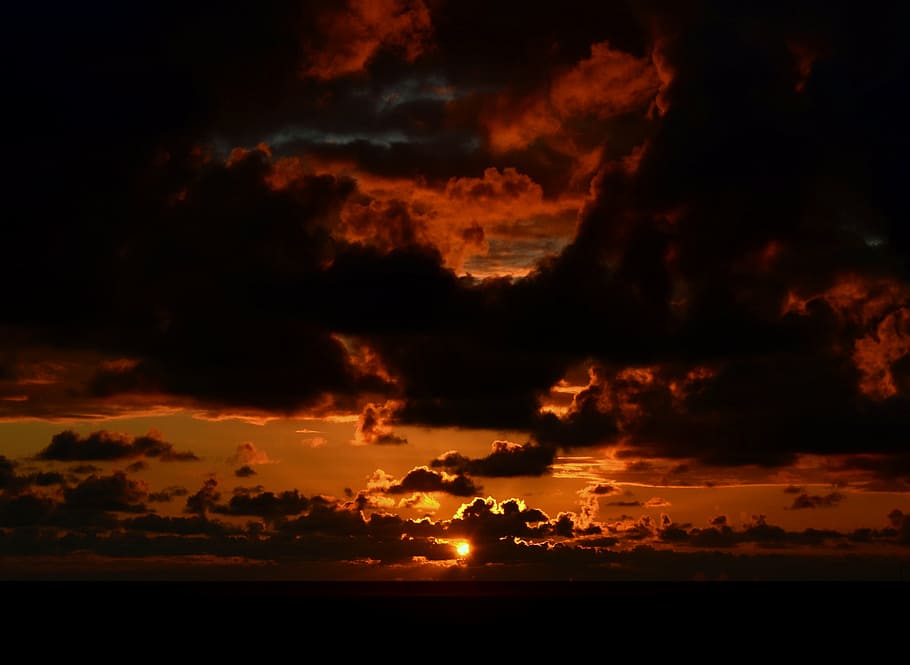 sunset, mood, abendstimmung, lighting, evening sky, clouds HD wallpaper