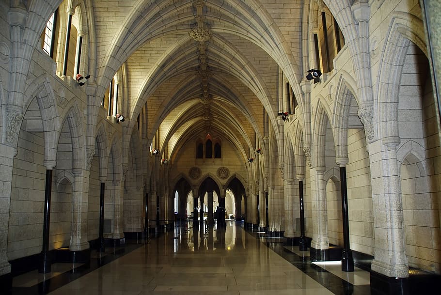 Interior Corridors of the Parliament Building in Ottawa, Ontario, Canada, HD wallpaper