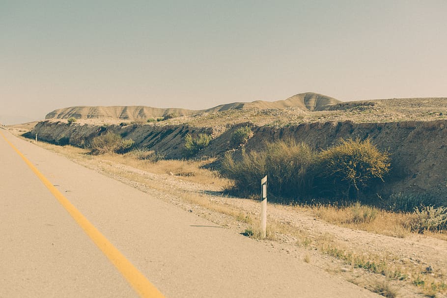 road, field, terrain, dessert, summer, way, transportation HD wallpaper