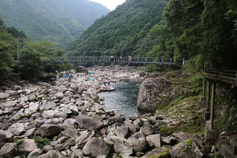 river, japan, asia, travel, water, tree, plant, mountain, scenics - nature HD wallpaper