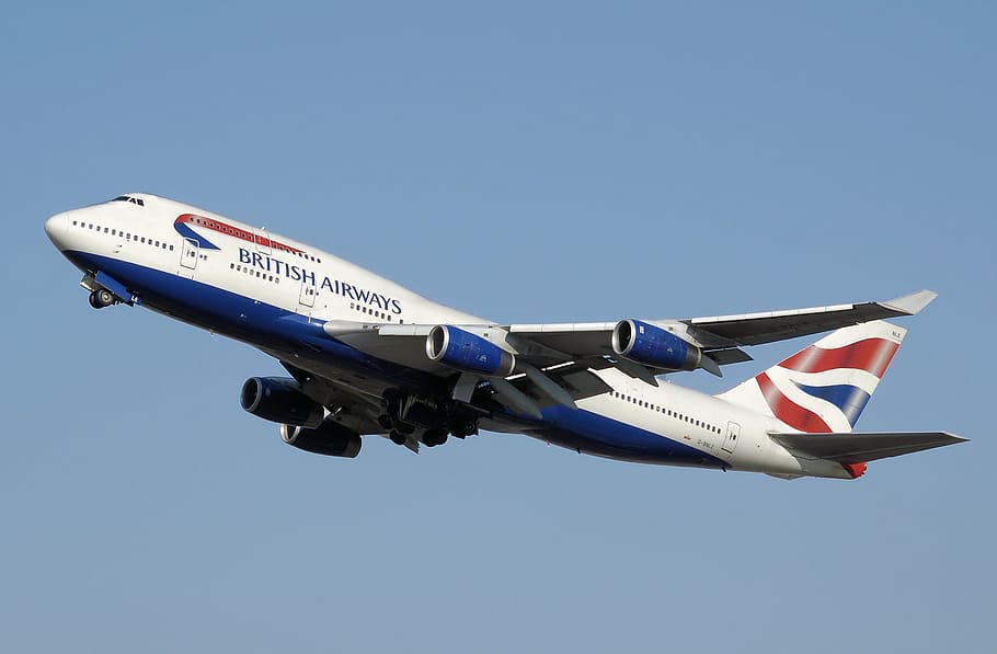British Airways airplane on sky, aircraft, commercial, airline