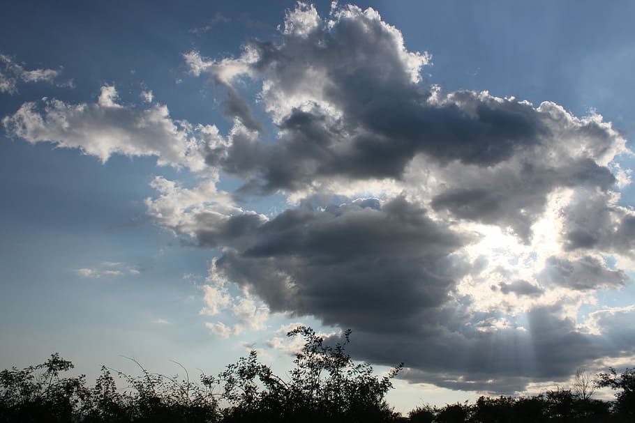 Clouds, Dark, Light, Light, Rays, blue, bright, sky, sun, nature HD wallpaper
