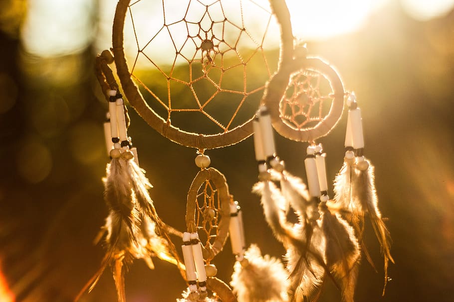 white dreamcatcher, mobile, artwork, pattern, traditional, object