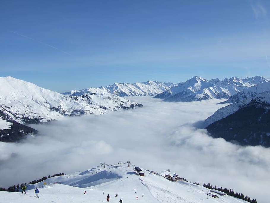 austria, mountains, clouds, sky, alpine, snow, winter, cold temperature HD wallpaper