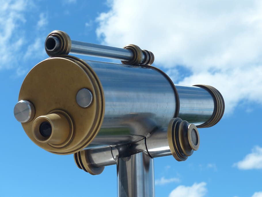 telescope under cloudy sky during daytime, by looking, view HD wallpaper