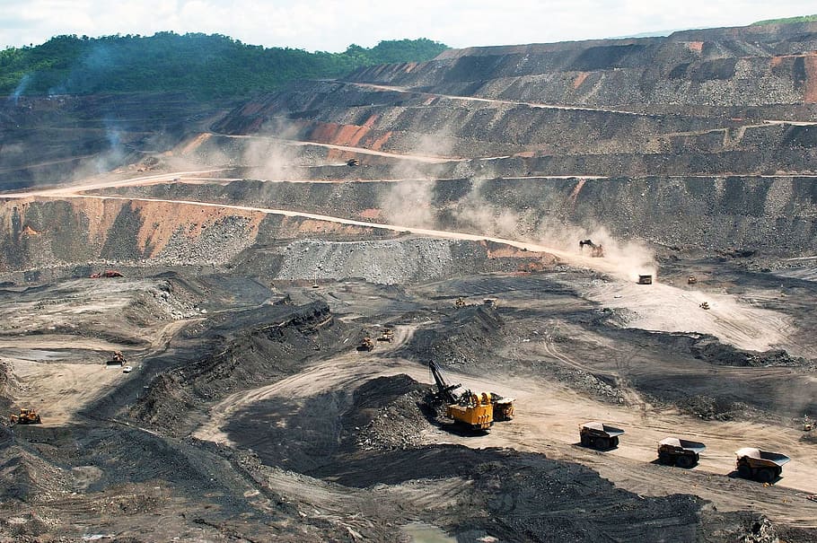 mine, with, trucks, chiquitos, environment, landscape, industry HD wallpaper