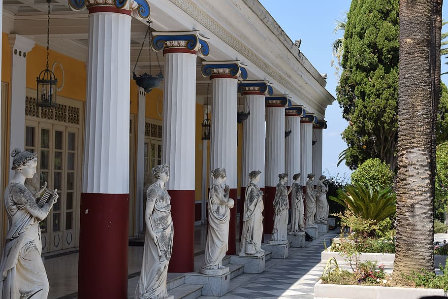 statues, marble, mosaic, architecture, built structure, day HD wallpaper