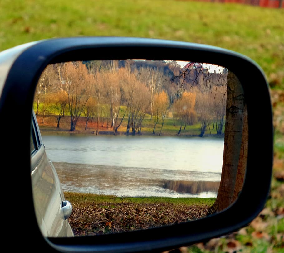 flashback, water, winter, car, mirror, transportation, nature HD wallpaper