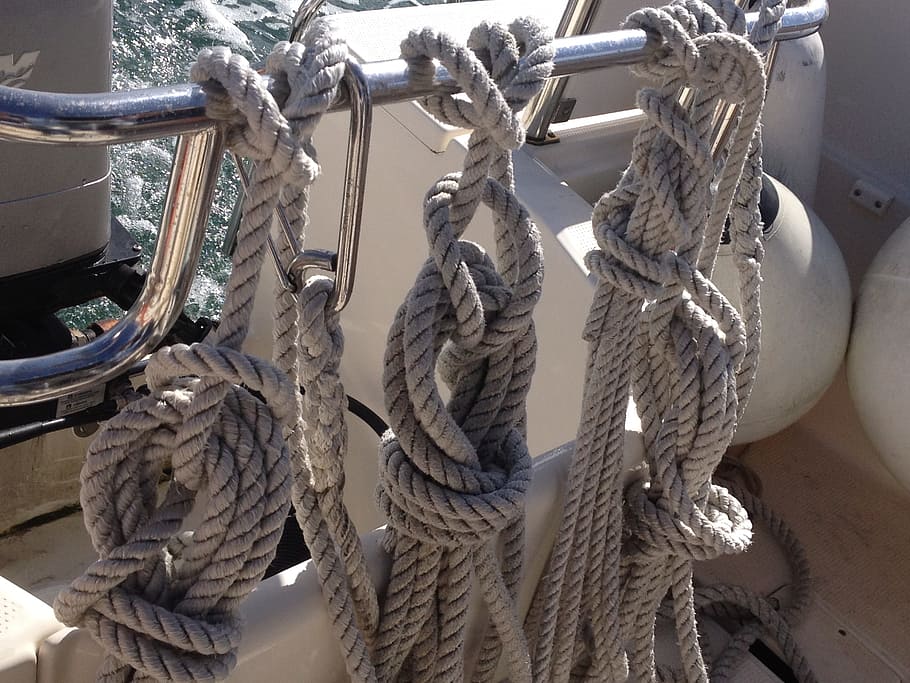 Node, Boat, Sea, rope, tied knot, hanging, strength, tied up HD wallpaper