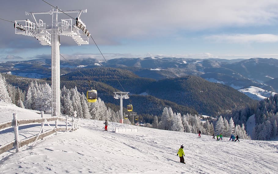 snow, winter, mountain, cold, sport, landscape, alpine, ski lift HD wallpaper
