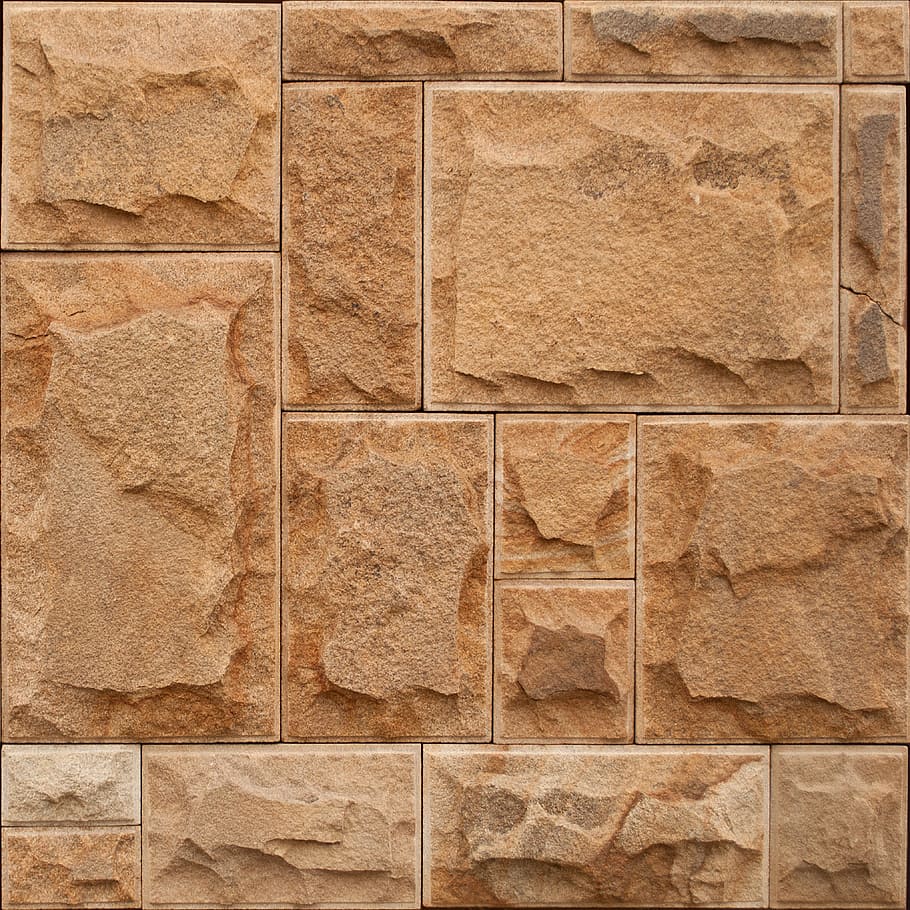 brown wall tiles, stone, asymmetry, texture, background, backgrounds, HD wallpaper