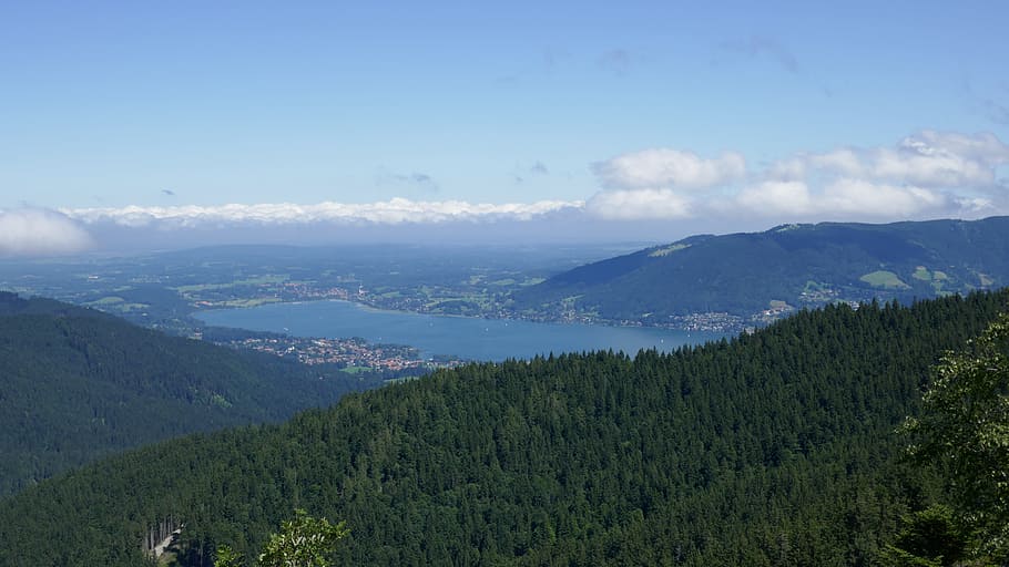 hiking, mountain, summit, view, tegernsee, jelenia góra, mountains HD wallpaper