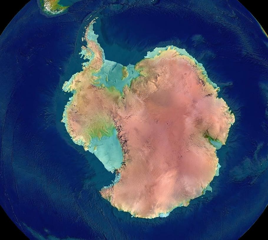 Topographically colored view of Antarctica, photo, geography, HD wallpaper