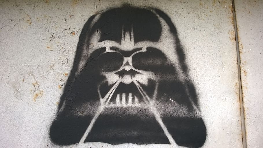 Darth Vader painting on surface, star wars, head, wall - building feature HD wallpaper