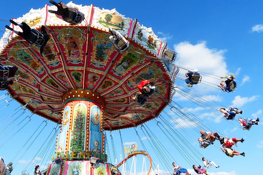 Ferris Wheel during daytime, chain carousel, fly, aviator carousel HD wallpaper