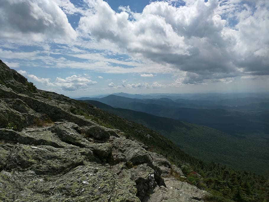 landscape, mountain, nature, sky, blue, forest, peak, summer HD wallpaper