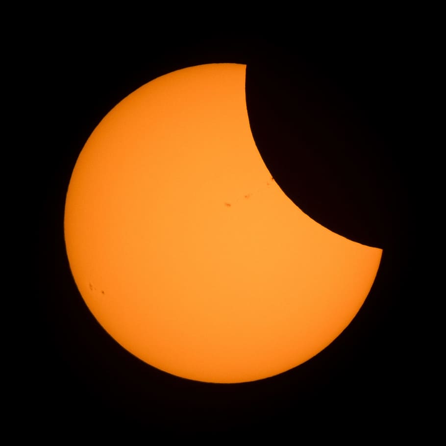 eclipse, 2017, sun, spots, orange color, space, astronomy, sky HD wallpaper