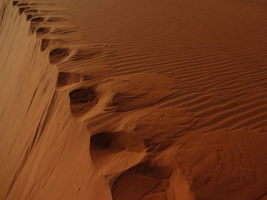 Desert, Dune, Footprints, Sand, Dry, outdoors, heat, summer, HD wallpaper