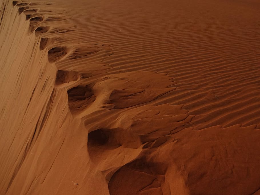 Desert, Dune, Footprints, Sand, Dry, outdoors, heat, summer HD wallpaper