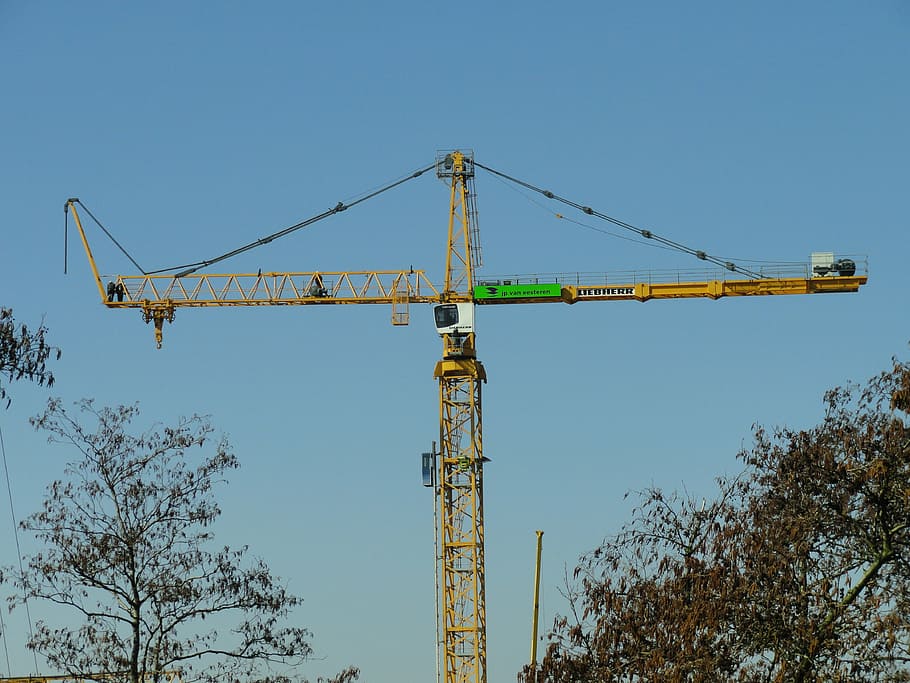crane, assembly, liebherr, tower, construction, site, structure HD wallpaper