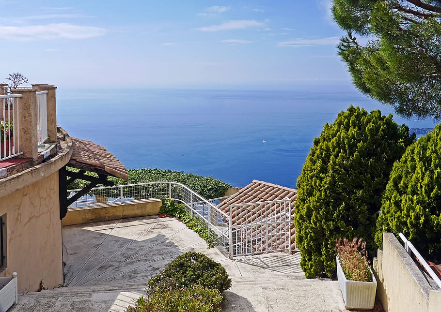 mediterranean, view, residential location, mediteran, horizon, HD wallpaper