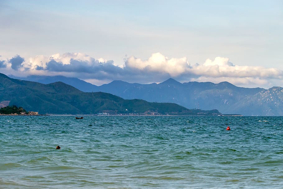 sky, cloud, clouds, mountain, heaven, water, the sea, nice HD wallpaper