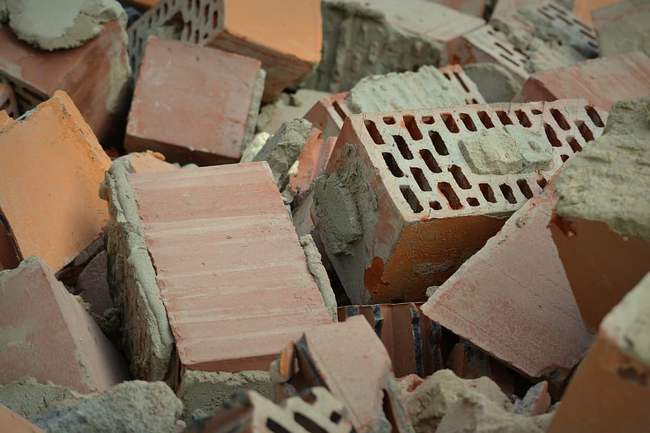brick, stone, build, demolition, stack, no people, damaged HD wallpaper