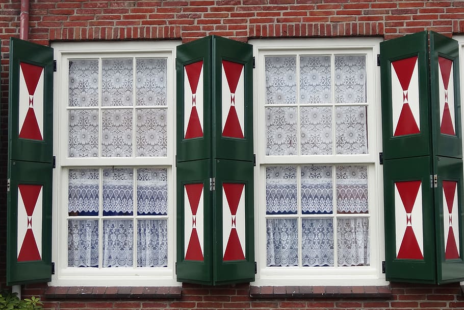 window, pane, shutters open, facade, wood, colorful houses HD wallpaper
