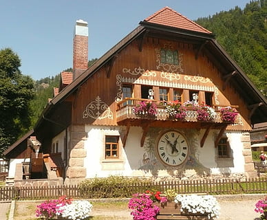 ravenna gorge, input, cuckoo clock, black forest, architecture HD wallpaper
